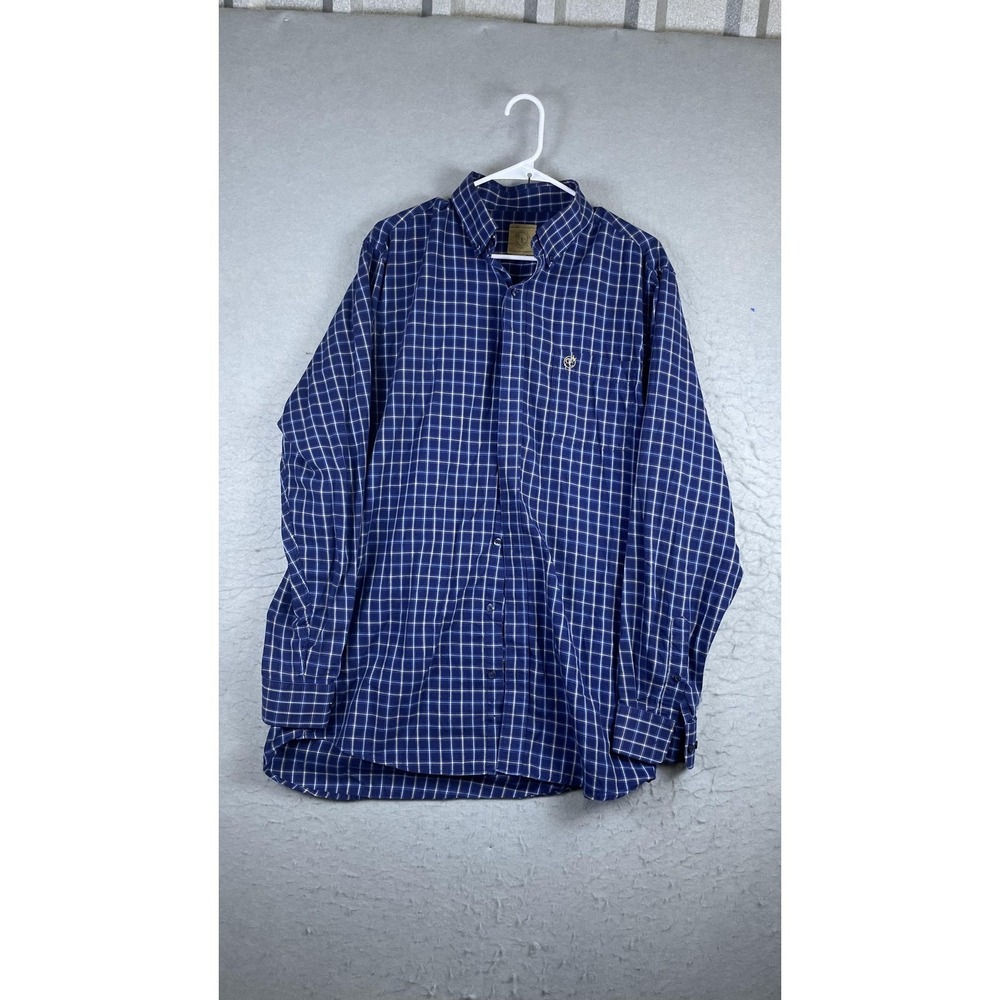 Gunnison Creek Outfitters Shirt Mens Big LT Blue Plaid Long Sleeve Button Casual